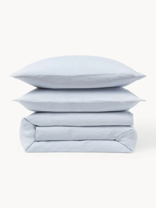 Mantas|Fundas Nórdicas>Westwing Collection Funda nórdica de lino lavado Airy Azul claro