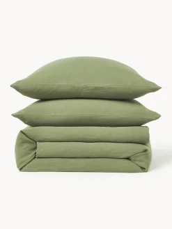 Mantas|Fundas Nórdicas></noscript>Westwing Collection Funda nórdica de lino lavado Airy Verde oliva