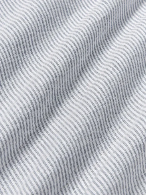 Mantas|Fundas Nórdicas>Westwing Collection Funda nórdica de lino lavado con rayas finas Rinna Gris azulado, blanco