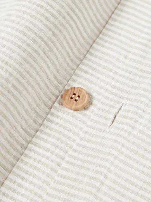 Mantas|Fundas Nórdicas>Westwing Collection Funda nórdica de lino lavado con rayas finas Rinna Beige claro, blanco
