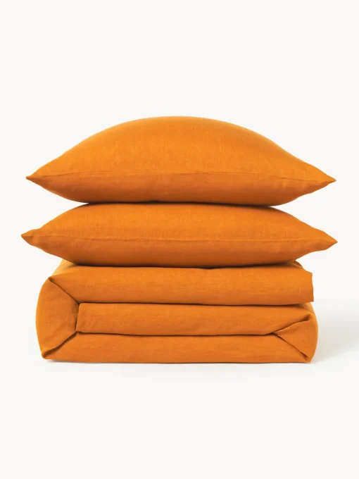 Mantas|Fundas Nórdicas>Westwing Collection Funda nórdica de lino lavado Airy Naranja