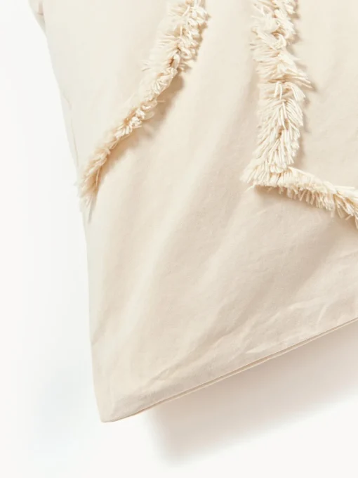 Mantas|Fundas Nórdicas>Westwing Collection Funda nórdica de percal con decoración de penachos Madeline Beige claro