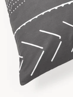 Mantas|Fundas Nórdicas></noscript>Westwing Collection Funda nórdica de percal con estampado boho Kohana Gris oscuro, blanco