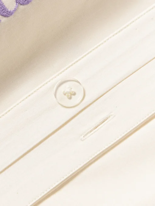 Fundas Nórdicas|Mantas>Westwing Collection Funda nórdica de percal con bordado Roya Off White, lavanda
