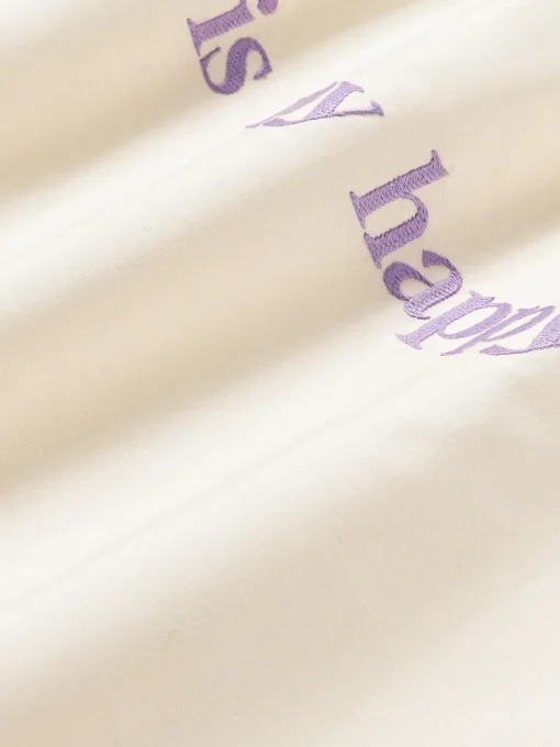 Fundas Nórdicas|Mantas>Westwing Collection Funda nórdica de percal con bordado Roya Off White, lavanda