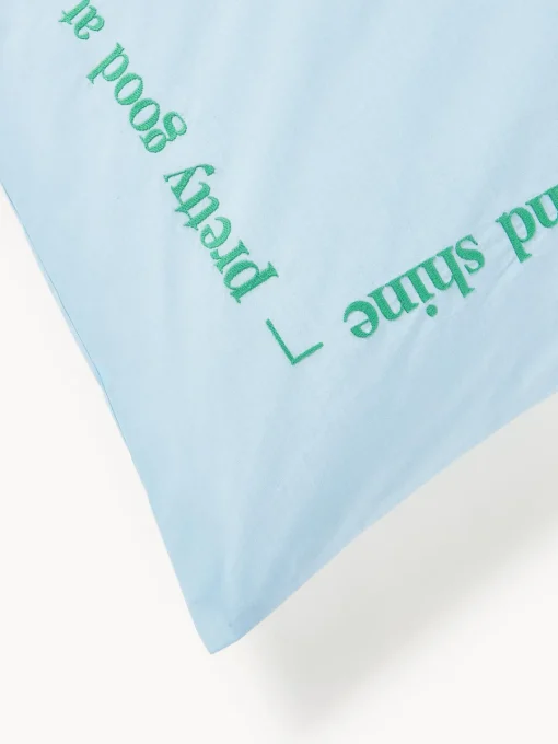 Fundas Nórdicas|Mantas>Westwing Collection Funda nórdica de percal con bordado Roya Azul claro, verde turquesa