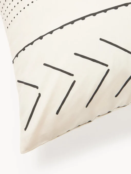 Mantas|Fundas Nórdicas>Westwing Collection Funda nórdica de percal con estampado boho Kohana Blanco crema, gris antracita