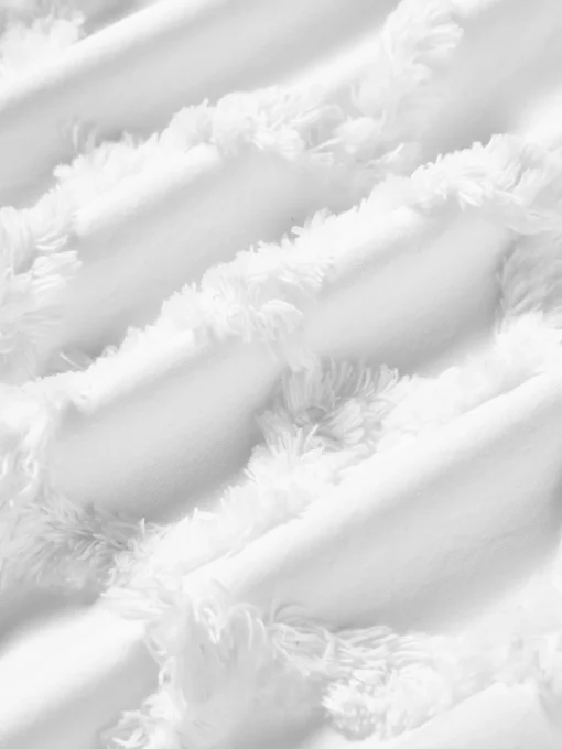 Mantas|Fundas Nórdicas>Westwing Collection Funda nórdica de percal con mechones Faith Blanco