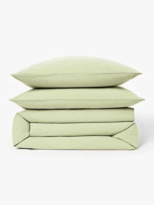Mantas|Fundas Nórdicas>Westwing Collection Funda nórdica de percal lavado Leonie Verde claro