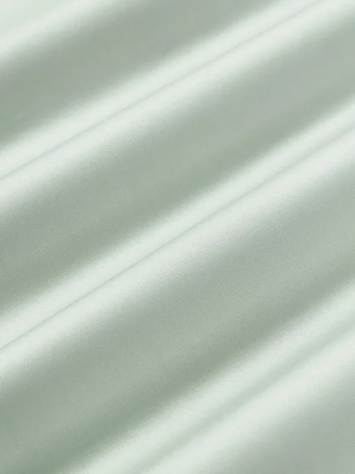 Mantas|Fundas Nórdicas>Westwing Collection Funda nórdica de satén a rayas con dobladillo Brendan Verde salvia, verde oscuro