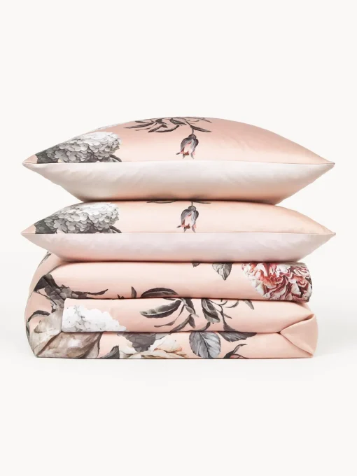Mantas|Fundas Nórdicas>Westwing Collection Funda nórdica de satén Blossom Rosa claro, multicolor