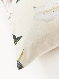 Mantas|Fundas Nórdicas></noscript>Westwing Collection Funda nórdica de satén con estampado floral Flori Beige claro, multicolor
