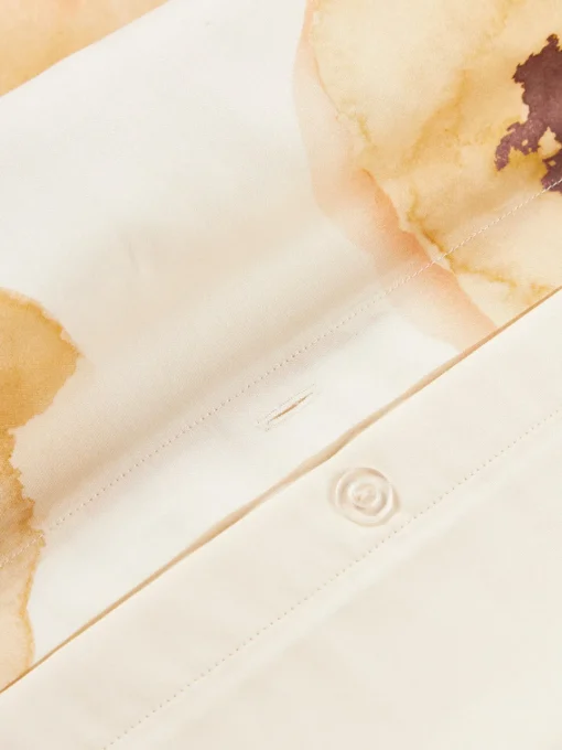 Mantas|Fundas Nórdicas>Westwing Collection Funda nórdica de satén de algodón con estampado floral Fiorella Blanco crema, multicolor