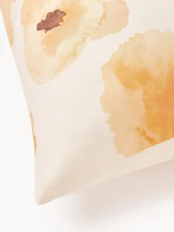 Mantas|Fundas Nórdicas></noscript>Westwing Collection Funda nórdica de satén de algodón con estampado floral Fiorella Blanco crema, multicolor