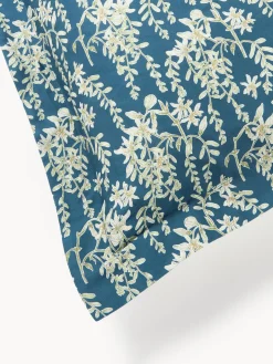 Fundas Nórdicas|Mantas></noscript>Westwing Collection Funda nórdica de satén estampado Leticia Azul petróleo, beige claro, verde