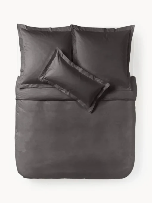 Mantas|Fundas Nórdicas>Westwing Collection Funda nórdica de satén Premium Gris oscuro