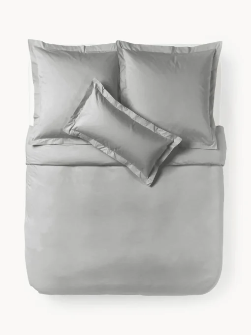 Mantas|Fundas Nórdicas>Westwing Collection Funda nórdica de satén Premium Gris claro