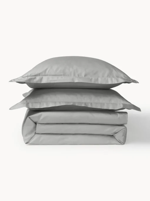 Mantas|Fundas Nórdicas>Westwing Collection Funda nórdica de satén Premium Gris claro
