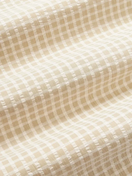 Fundas Nórdicas|Fundas De Edredón>Westwing Collection Funda nórdica de seersucker con ribete Davey Beige, blanco