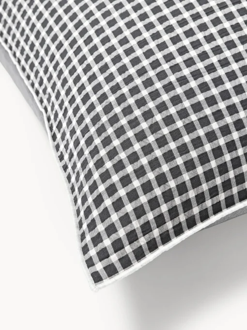 Fundas Nórdicas|Mantas>Westwing Collection Funda nórdica de seersucker con ribete Davey Gris oscuro, blanco
