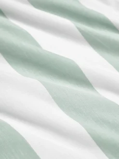Mantas|Fundas Nórdicas></noscript>Westwing Collection Funda nórdica doble cara de algodón a rayas Lorena Verde salvia, blanco