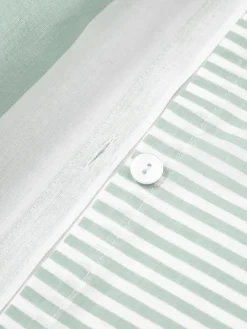 Mantas|Fundas Nórdicas></noscript>Westwing Collection Funda nórdica doble cara de algodón a rayas Lorena Verde salvia, blanco