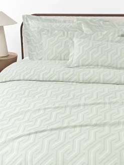 Fundas Nórdicas|Mantas>Westwing Collection Funda nórdica en tejido jacquard Aisha Verde salvia, blanco