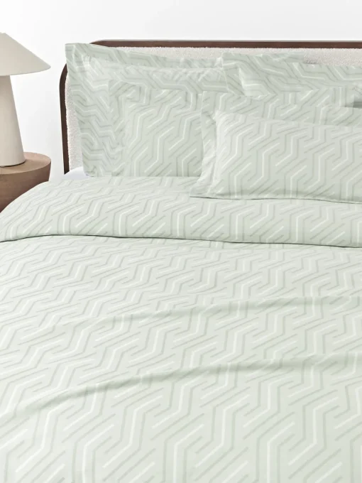 Fundas Nórdicas|Mantas>Westwing Collection Funda nórdica en tejido jacquard Aisha Verde salvia, blanco