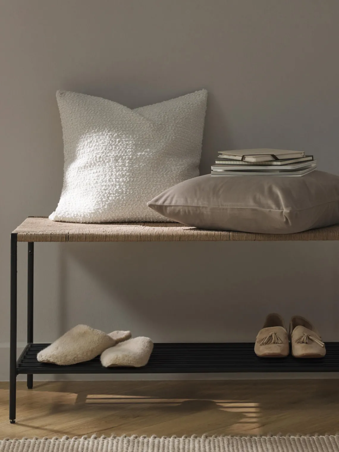 Mantas|Cojines Decorativos>Westwing Collection Fundas de cojín de terciopelo Rush, 2 uds. Beige claro