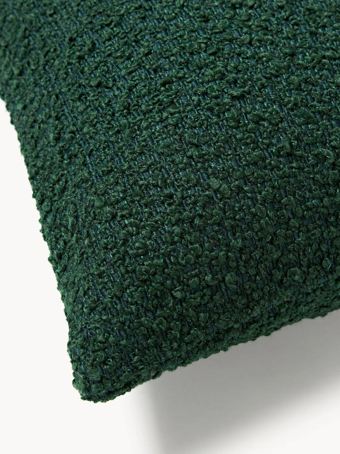 Mantas|Cojines Decorativos>Westwing Collection Fundas de cojín en tejido bouclé Bellamie, 2 uds. Bouclé verde oscuro
