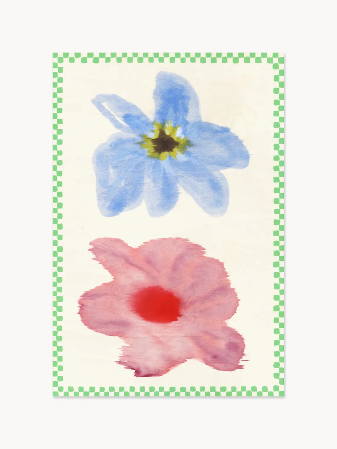 Best Impresión digital Flower With Checks 01 Pósters|Jarrones