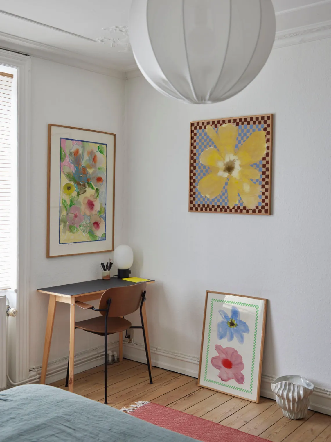 Best Impresión digital Flower With Checks 01 Pósters|Jarrones