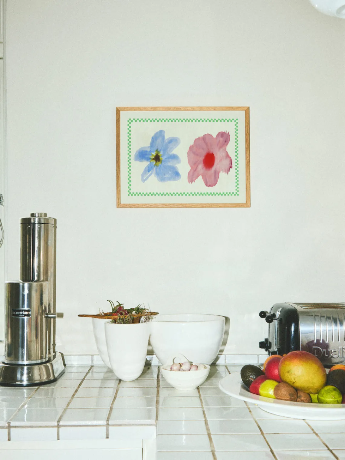 Best Impresión digital Flower With Checks 01 Pósters|Jarrones