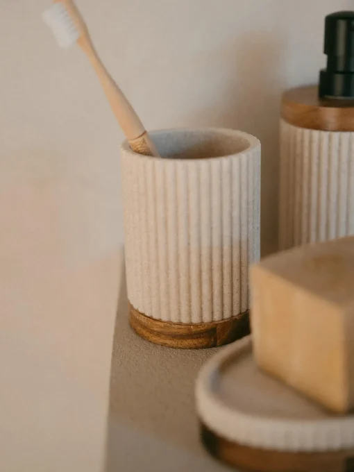 New Jabonera con madera Laura Dispensador De Jabón Y Jaboneras|Jarrones