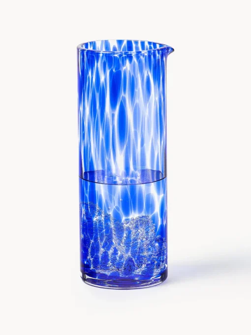 Jarras De Agua|Vajillas Completas>Westwing Collection Jarra artesanal con estampado a lunares Oakley, 1.1 L Azul real transparente
