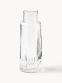 Jarras De Agua|Vajillas Completas>Westwing Collection Jarra con relieve y borde dorado Minna, 1,1 L Transparente con borde dorado