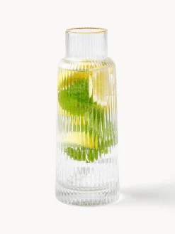 Jarras De Agua|Vajillas Completas></noscript>Westwing Collection Jarra con relieve y borde dorado Minna, 1,1 L Transparente con borde dorado