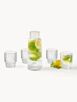 Jarras De Agua|Vajillas Completas></noscript>Westwing Collection Jarra con relieve y borde dorado Minna, 1,1 L Transparente con borde dorado