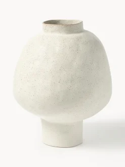Jarrones|Jarrones>Westwing Collection Jarrón artesanal de diseño de gres Saki, 40 cm Blanco Off White jaspeado