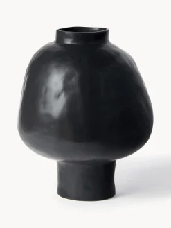 Jarrones|Jarrones>Westwing Collection Jarrón artesanal de diseño de gres Saki, 40 cm Negro