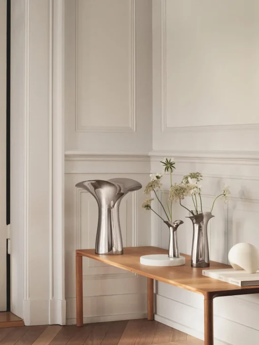 Jarrones|Jarrones>GEORG JENSEN Jarrón de acero inoxidable Bloom Botanica, 33 cm