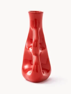 Jarrones|Decoración></noscript>POLSPOTTEN Jarrón de cerámica artesanal Three Ears, Al 21 cm Rojo coral