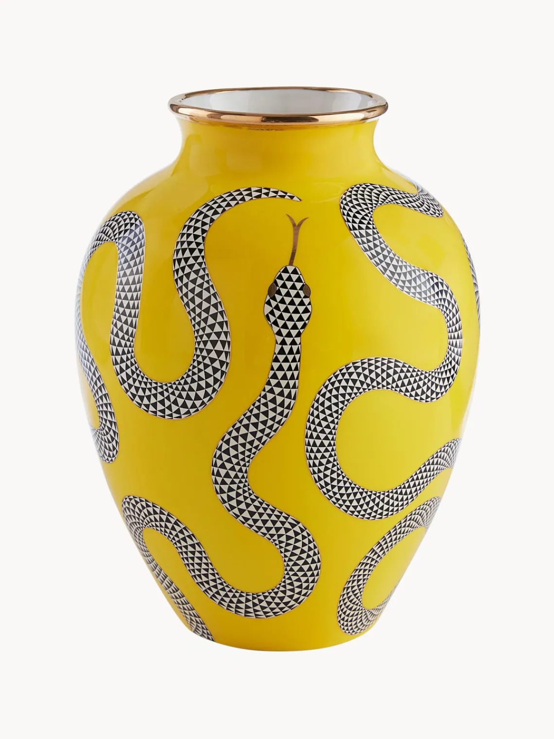Jarrón de porcelana con detalle de oro Eden, 27 cm Jarrones|Jarrones