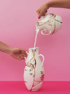 Jarrones|Jarrones>SELETTI Jarrón de porcelana fina Kintsugi, 19 cm