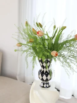 Online Jarrón de rombos pintado a mano, 30 cm Jarrones|Jarrones