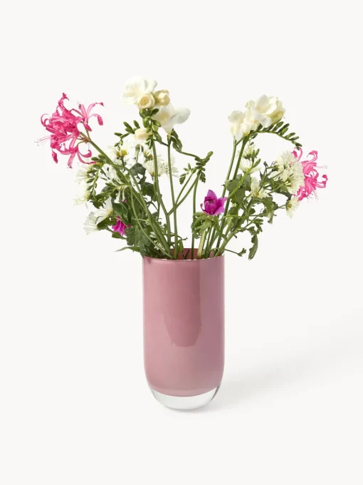 Jarrones|Jarrones>Westwing Collection Jarrón de vidrio Rosabella, 28 cm Rosa oscuro