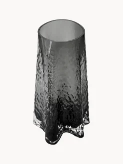 Jarrones|Jarrones></noscript>Cooee Design Jarrón de vidrio soplado artesanalmente con relieves Gry, 30 cm Gris antracita semi-transparente