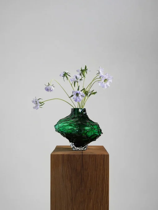 Jarrones|Jarrones>Hein Studio Jarrón de vidrio soplado Canyon, 23 cm Verde