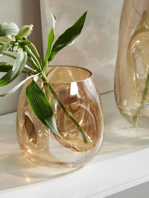 Jarrones|Jarrones>Westwing Collection Jarrón de vidrio soplado Lustre, 17 cm Ocre