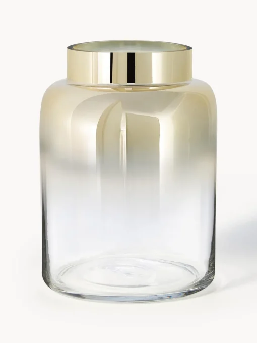 Jarrones|Jarrones>Westwing Collection Jarrón de vidrio soplado Uma, 20 cm Transparente, dorado
